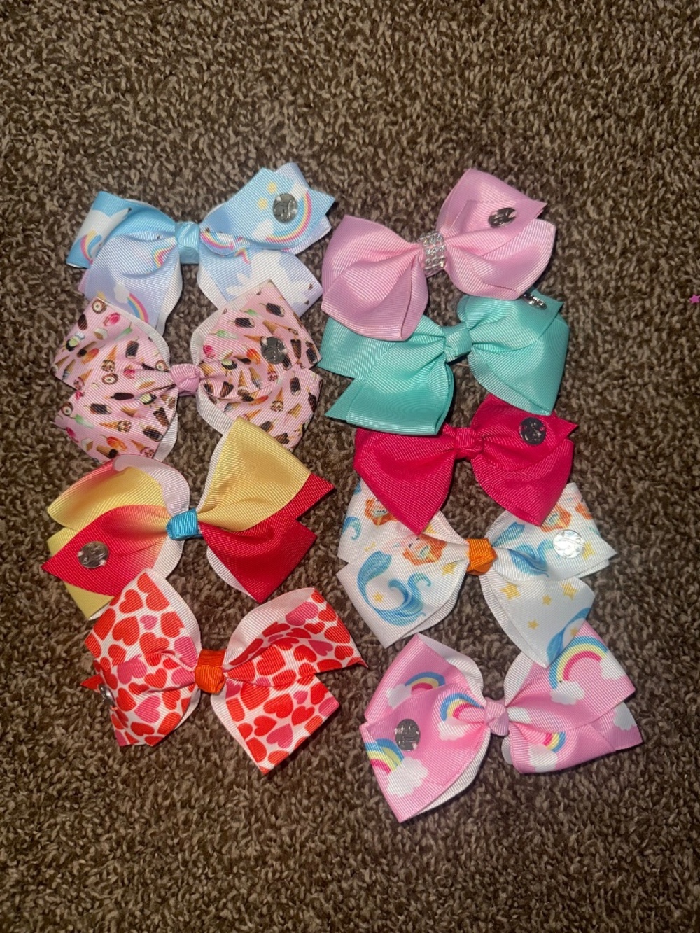 JoJo Siwa Mini Bow Bundle – 10 Small Hair Bows (Rainbow, Hearts, Pastel)